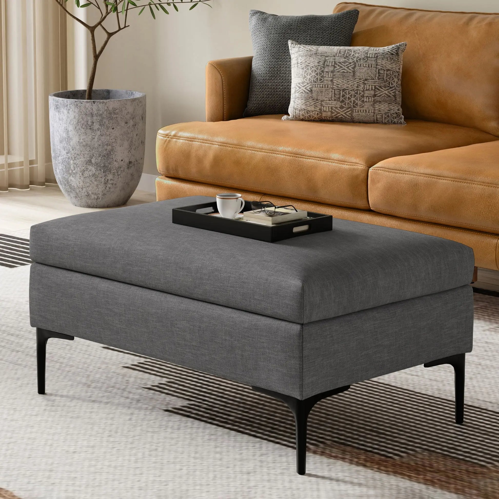 Rebecca - Multifunctional Coffee Table Storage Ottoman With Lift Up Lid Simpli-Home
