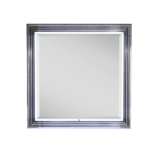 Moon - Smooth Mirror With LED - White Global Furniture USA