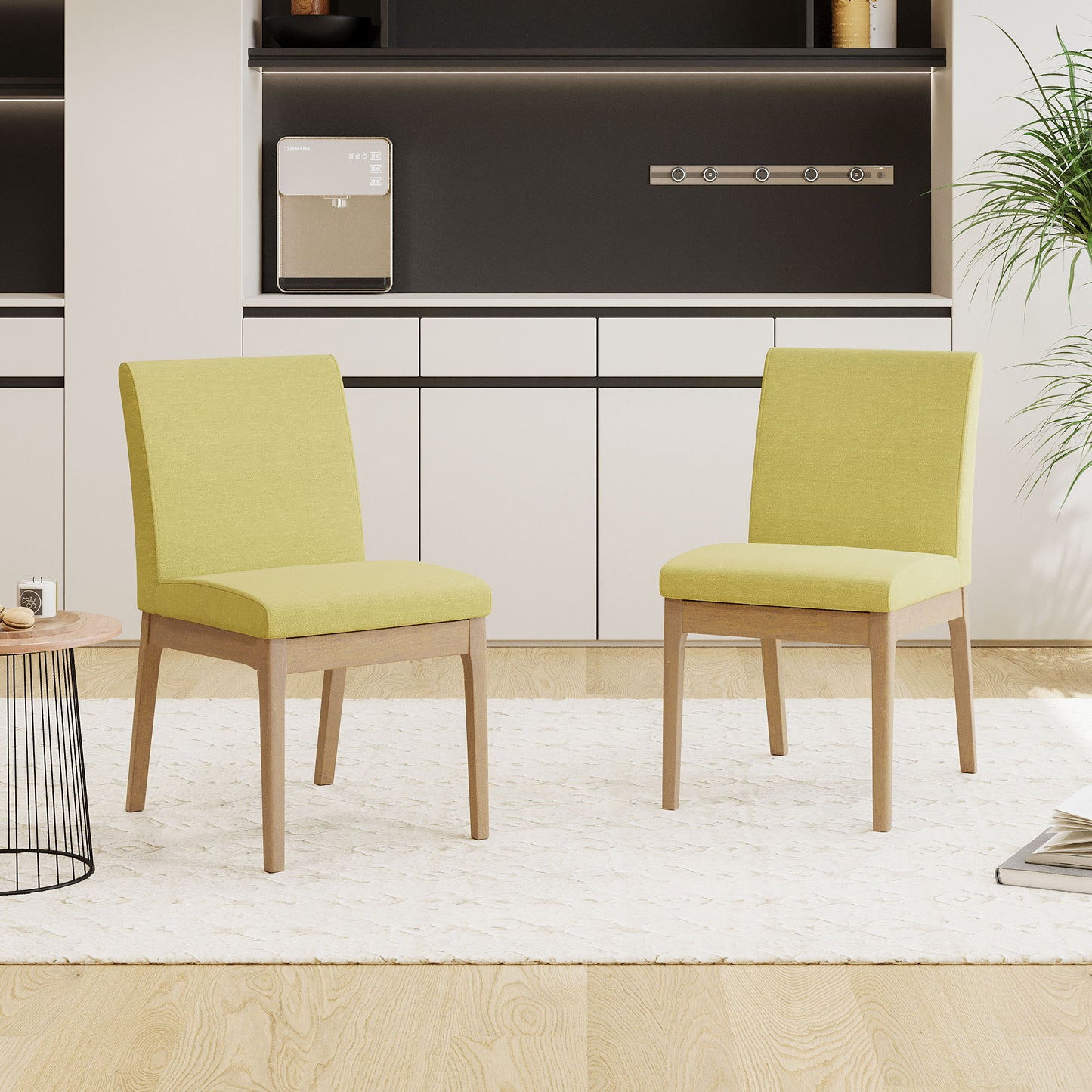 Contemporary Fabric Comfort Dining Chairs (Set of 2) Noble House
