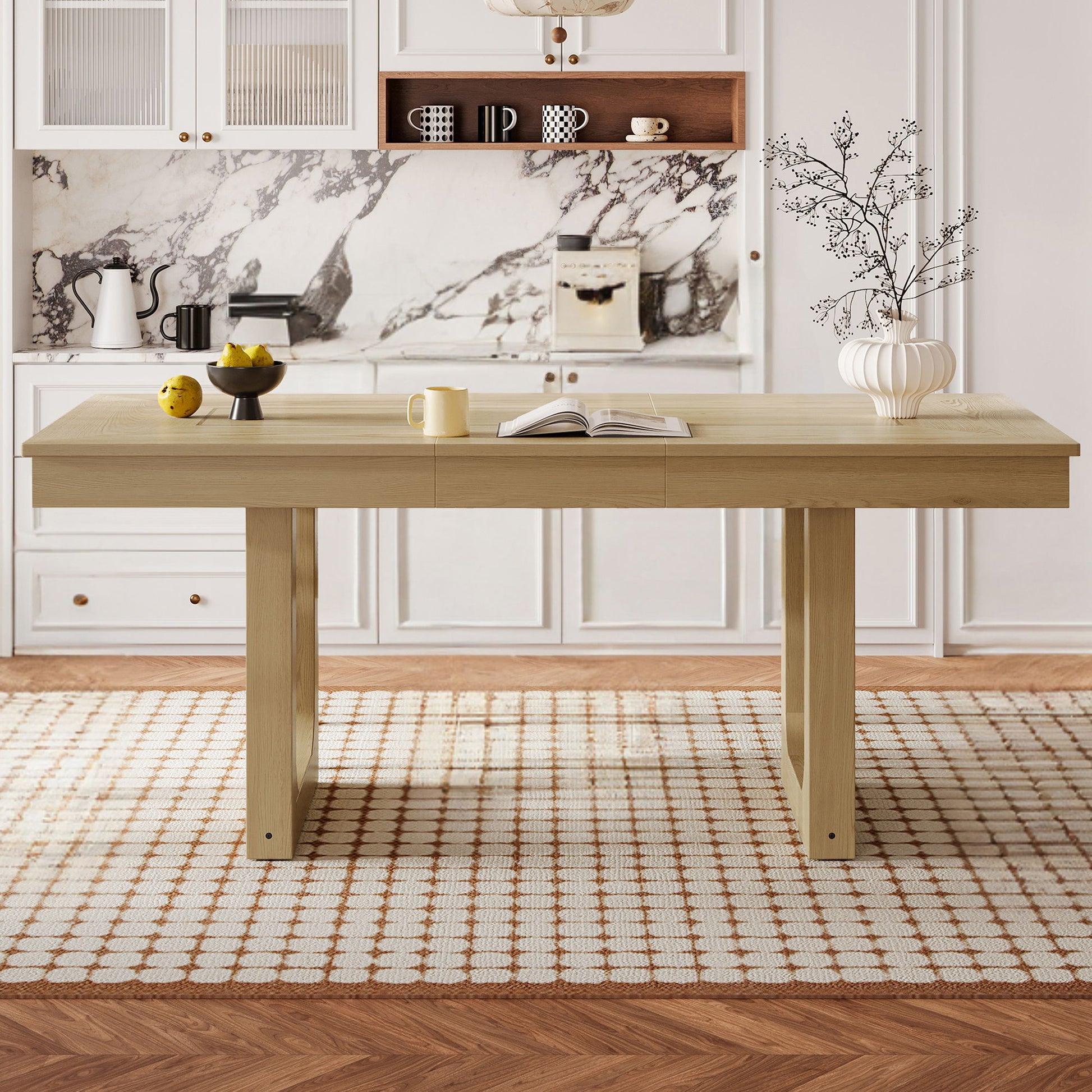 Farmhouse Wooden Kitchen Table With Removable Leaf Hearth and Haven