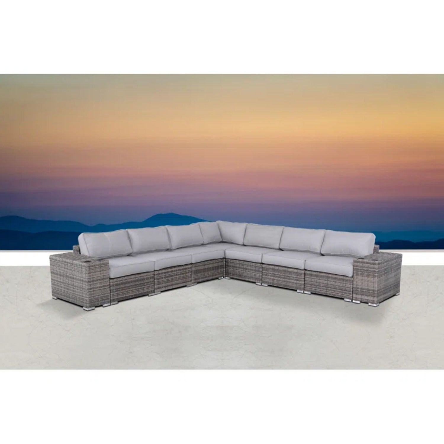 Minnesota - 9 Piece Sectional Sofa Set With Cushions - Gray Mix LSI Patio Furniture