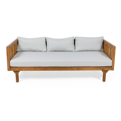 Claremont - 3 Seater Daybed Teak Acacia Wood Water Resistant Cushions Noble House