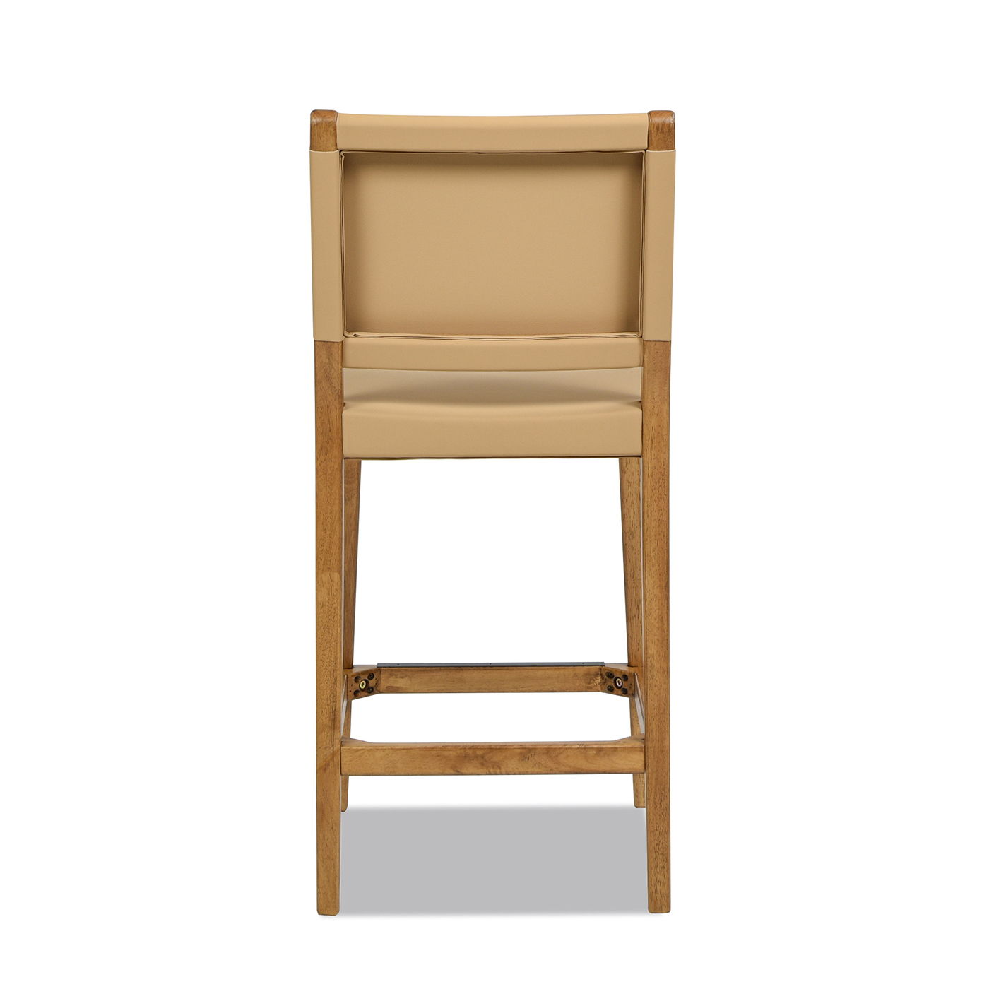 Pierre - Farmhouse Saddle Kitchen Island Counter Stool With Back - Sunkissed Beige Leather / Natural Jennifer Taylor Home