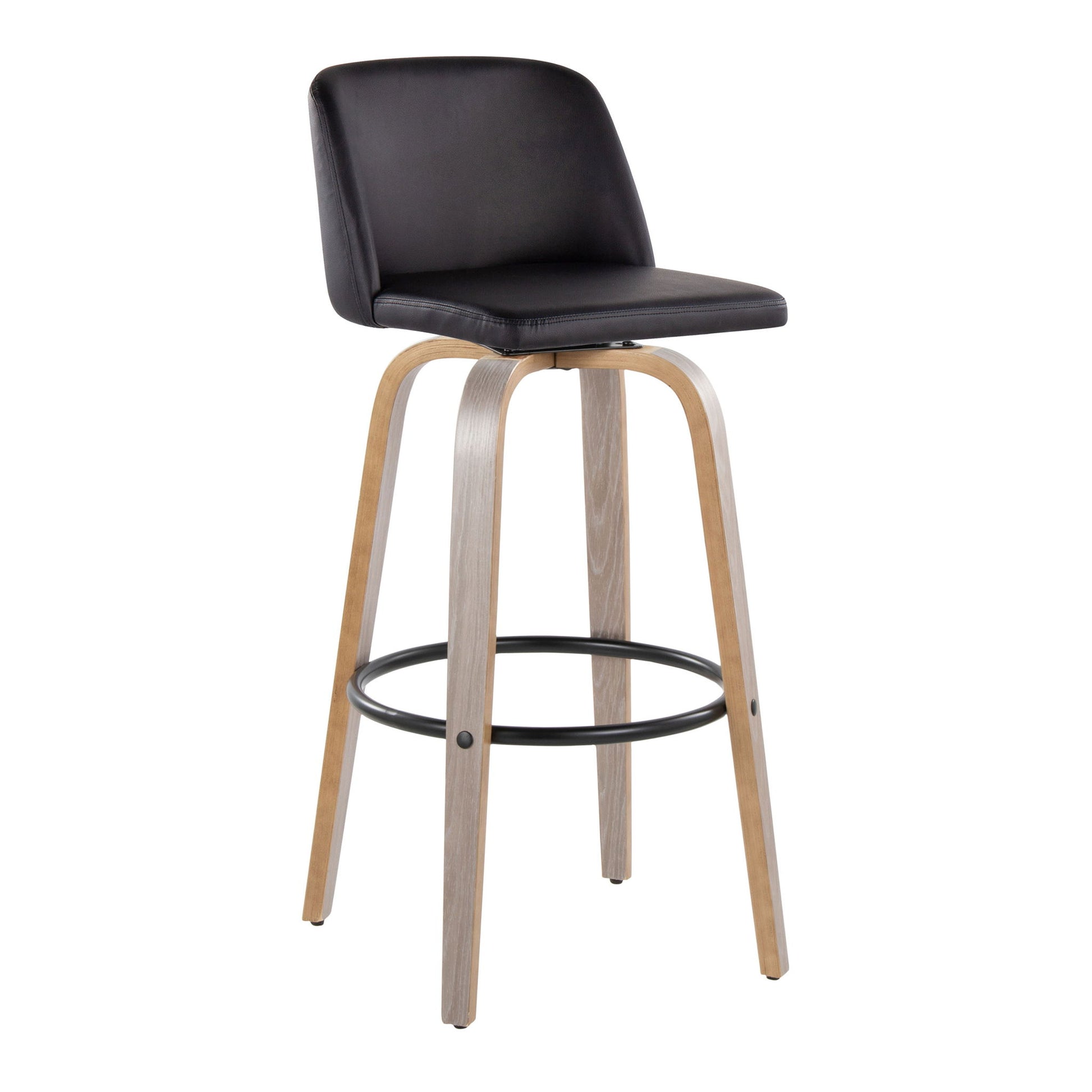 Toriano - Fixed Height Contemporary Barstool With Swivel With Round Footrest (Set of 2) Lumi Source