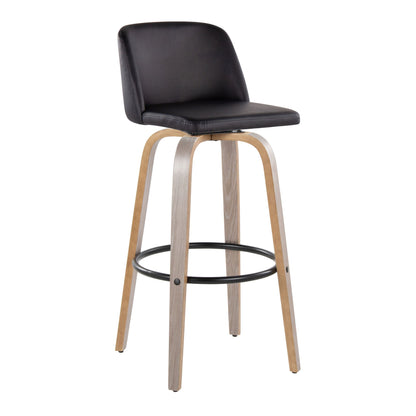 Toriano - Fixed Height Contemporary Barstool With Swivel With Round Footrest (Set of 2) Lumi Source