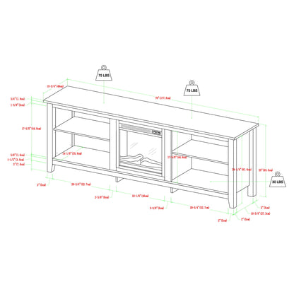 Modern Transitional 3 Shelf Open Storage 70" TV Stand For 80" TVs Walker Edison