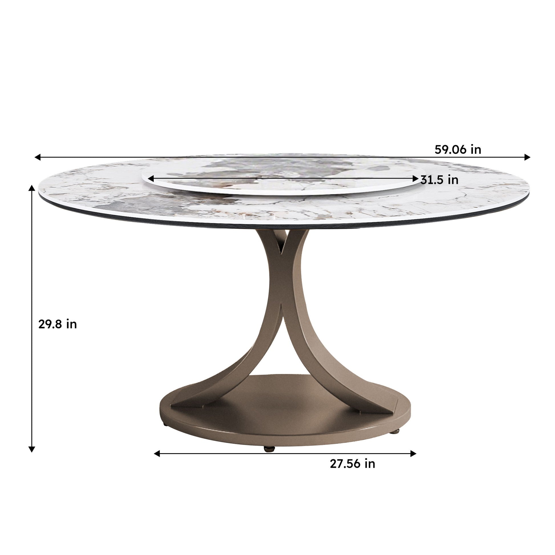 Round Dining Table With 360° Rotating Lazy Susan Scratch & Heat - Dark Purple / White Home Essentials