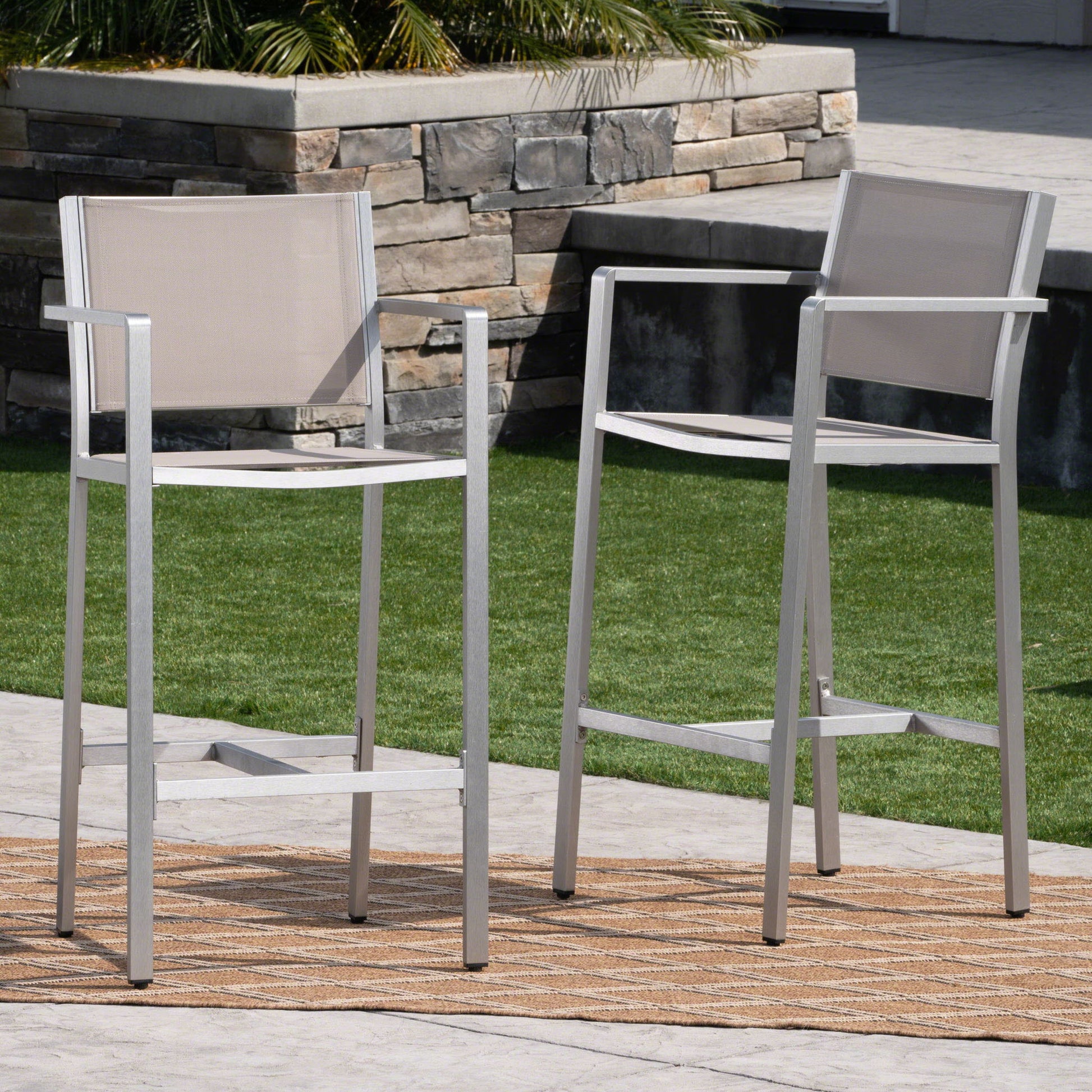 Outdoor Rust Proof Aluminum Barstools (Set of 2) Noble House