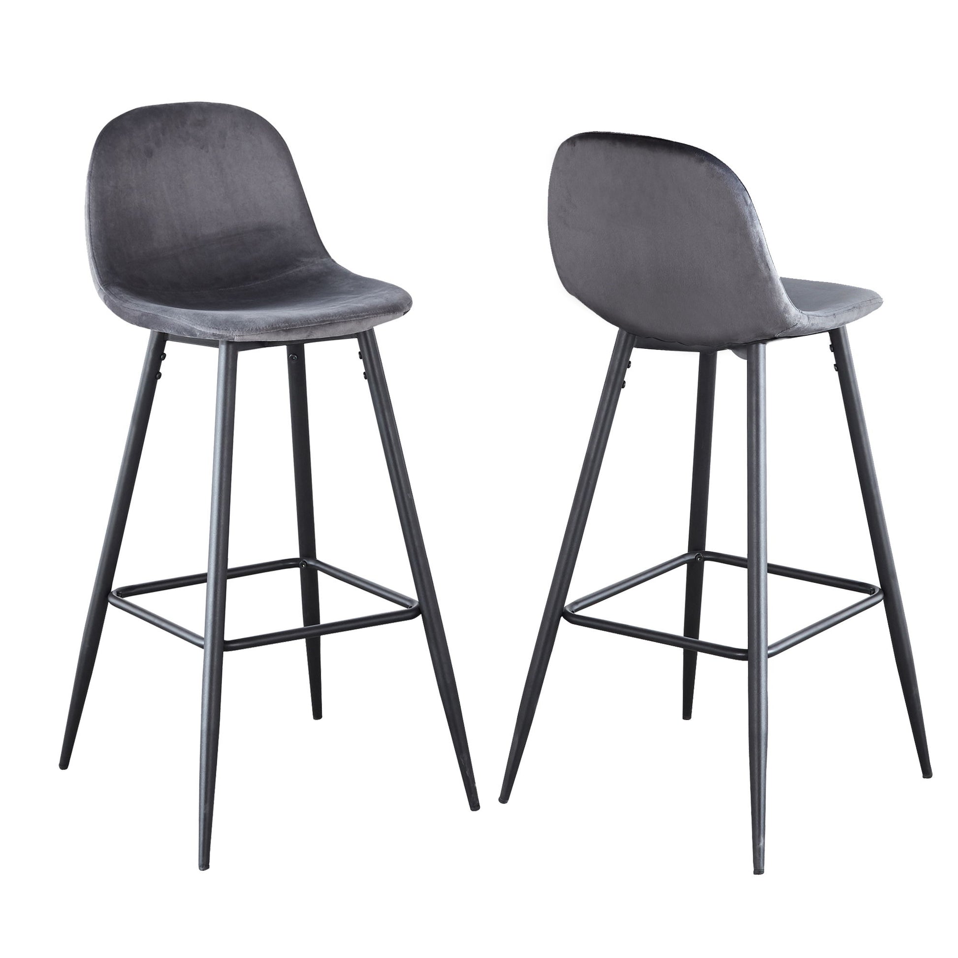 Velvet Barstool With Back (Set of 2) Home Essentials
