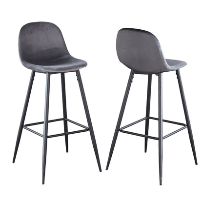 Velvet Barstool With Back (Set of 2) Home Essentials