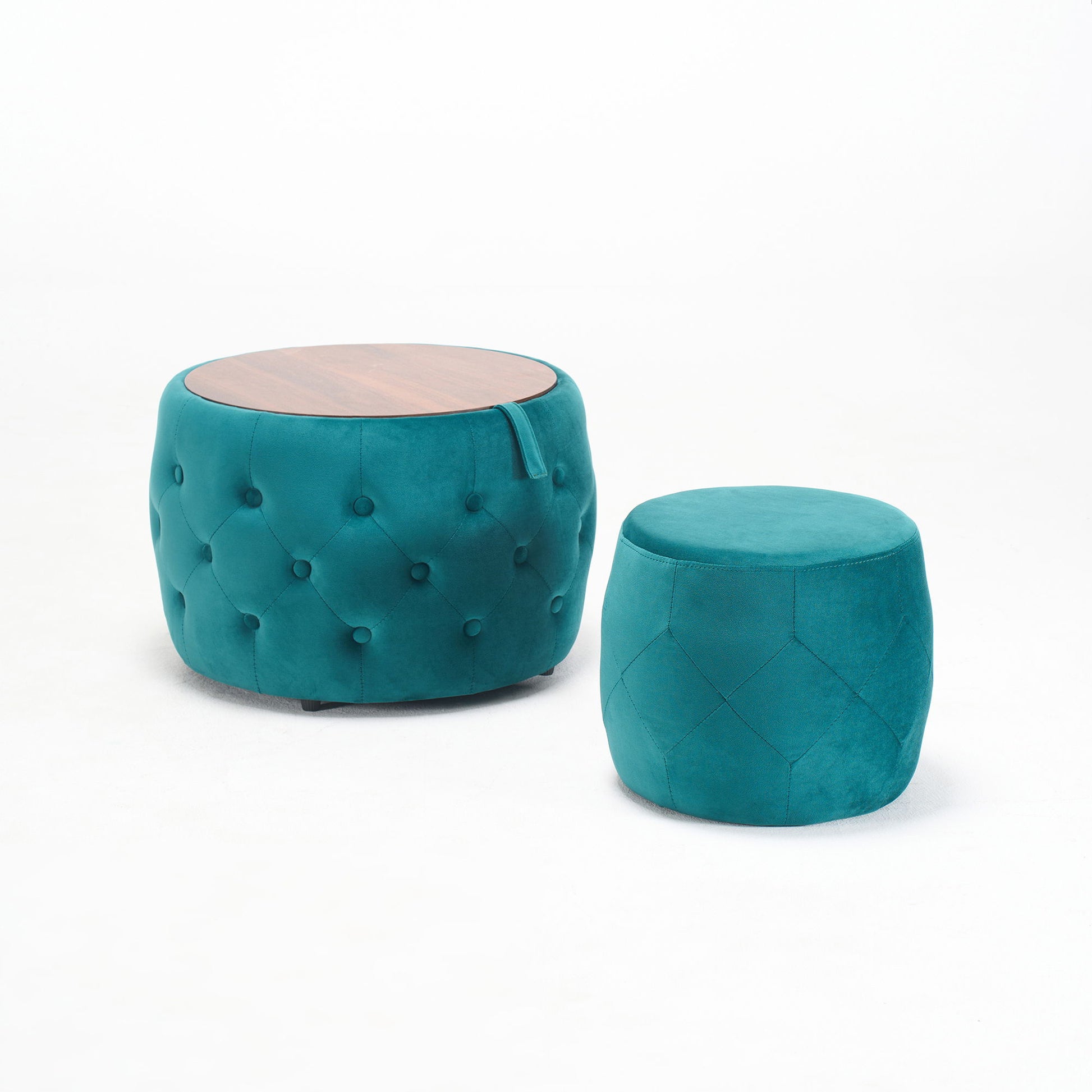 Nesting Ottomans 2 Piece With Tray, 4 In 1 Function Home Essentials