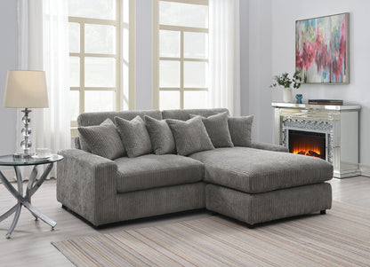 Tavia - Reversible Sectional Sofa With 6 Pillows - Gray Acme