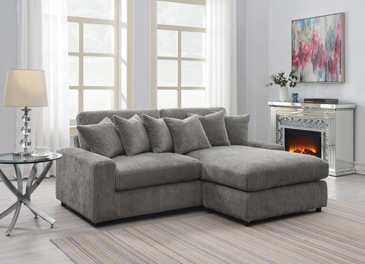 Tavia - Reversible Sectional Sofa With 6 Pillows - Gray Acme