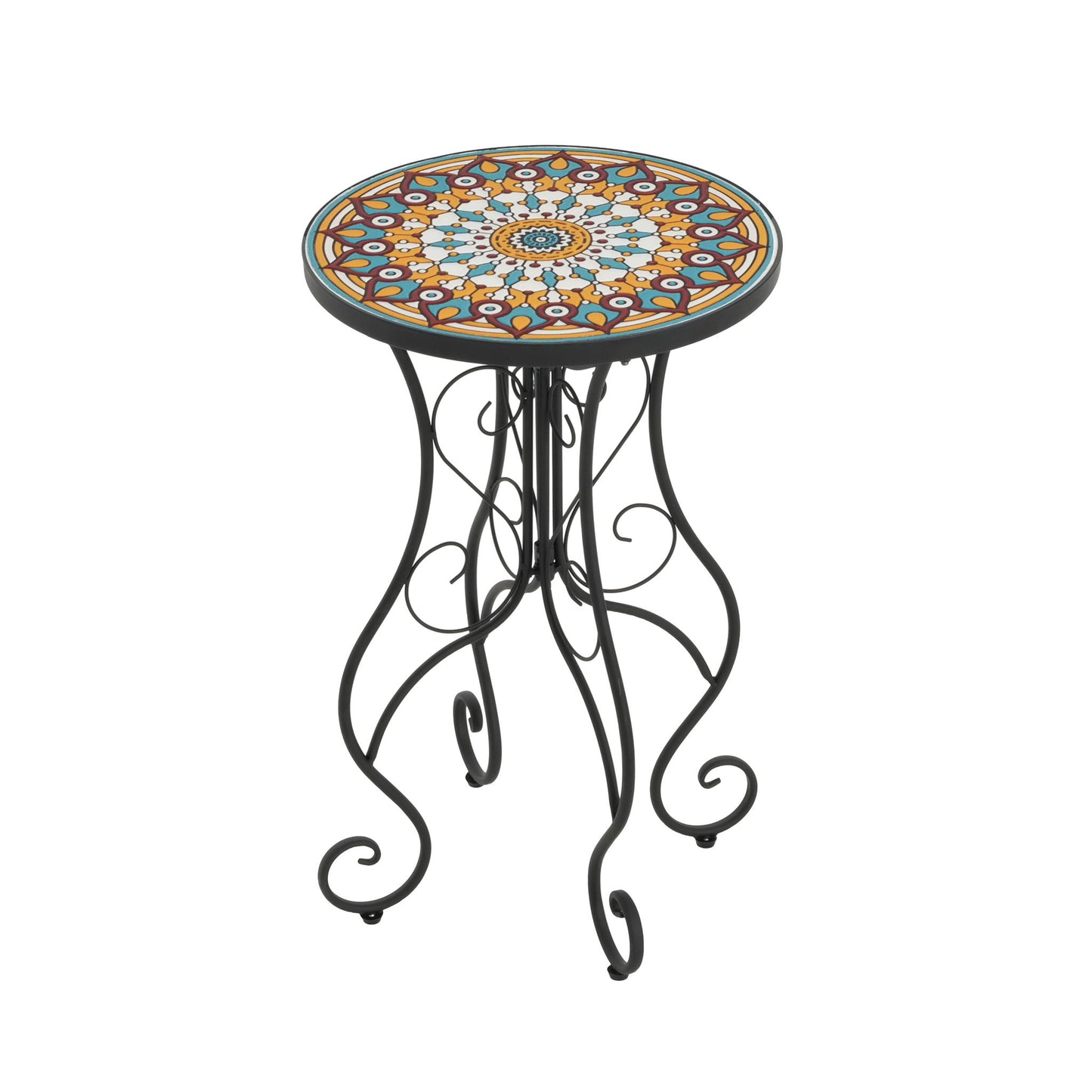 Colorful Outdoor Side Table With Ceramic Tile Top Noble House