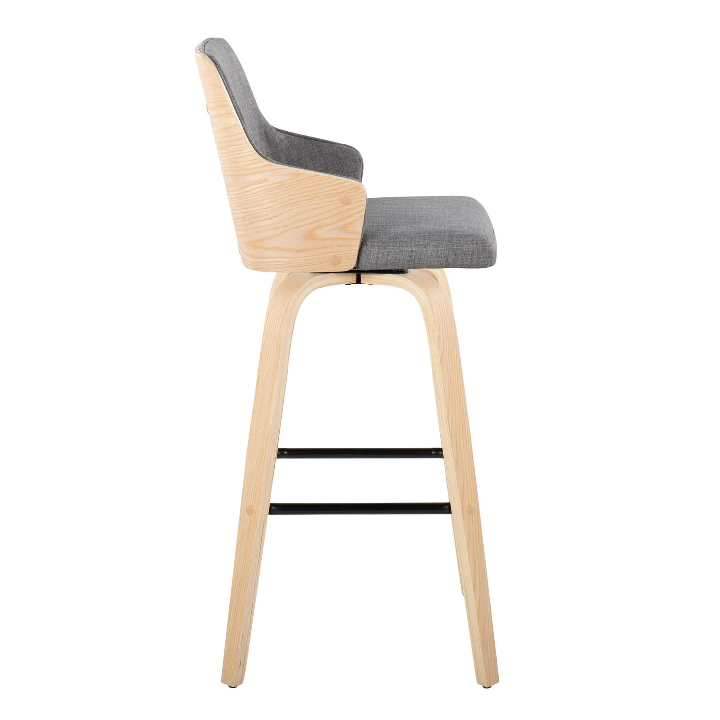Stella - Contemporary Fixed Height Barstool With Swivel Square Footrest (Set of 2) Lumi Source