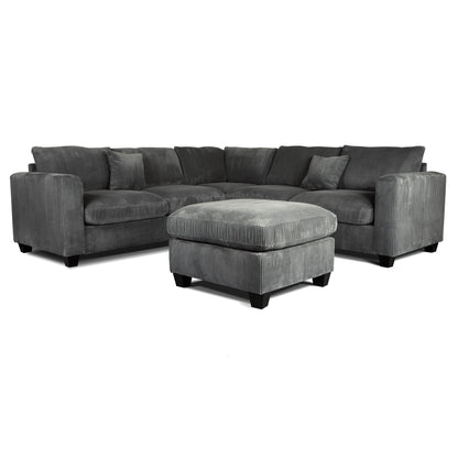 Modern Style L-Shaped Sectional Set With Ottoman Home Essentials