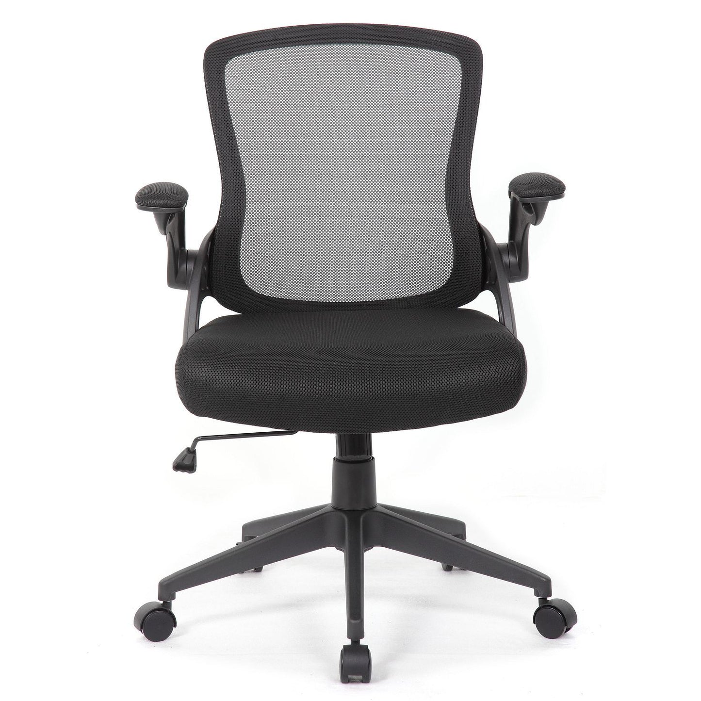 Office Chair With Mid Back Design, Adjustable Height And Foldable Armrests - Black Home Essentials