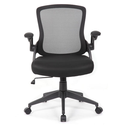 Office Chair With Mid Back Design, Adjustable Height And Foldable Armrests - Black Home Essentials