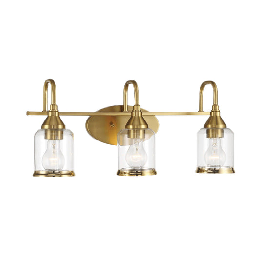 Twilight - 3 Lights Brush Contemporary Vanity Light - Clear / Gold Ashcroft Furniture