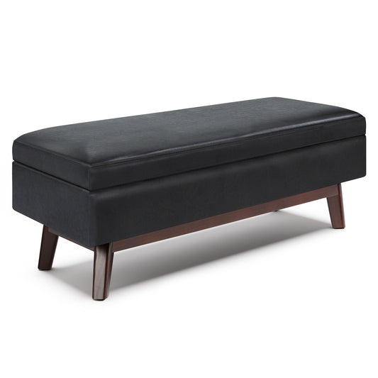 Owen - Rectangular Storage Ottoman - Midnight Black Simpli-Home