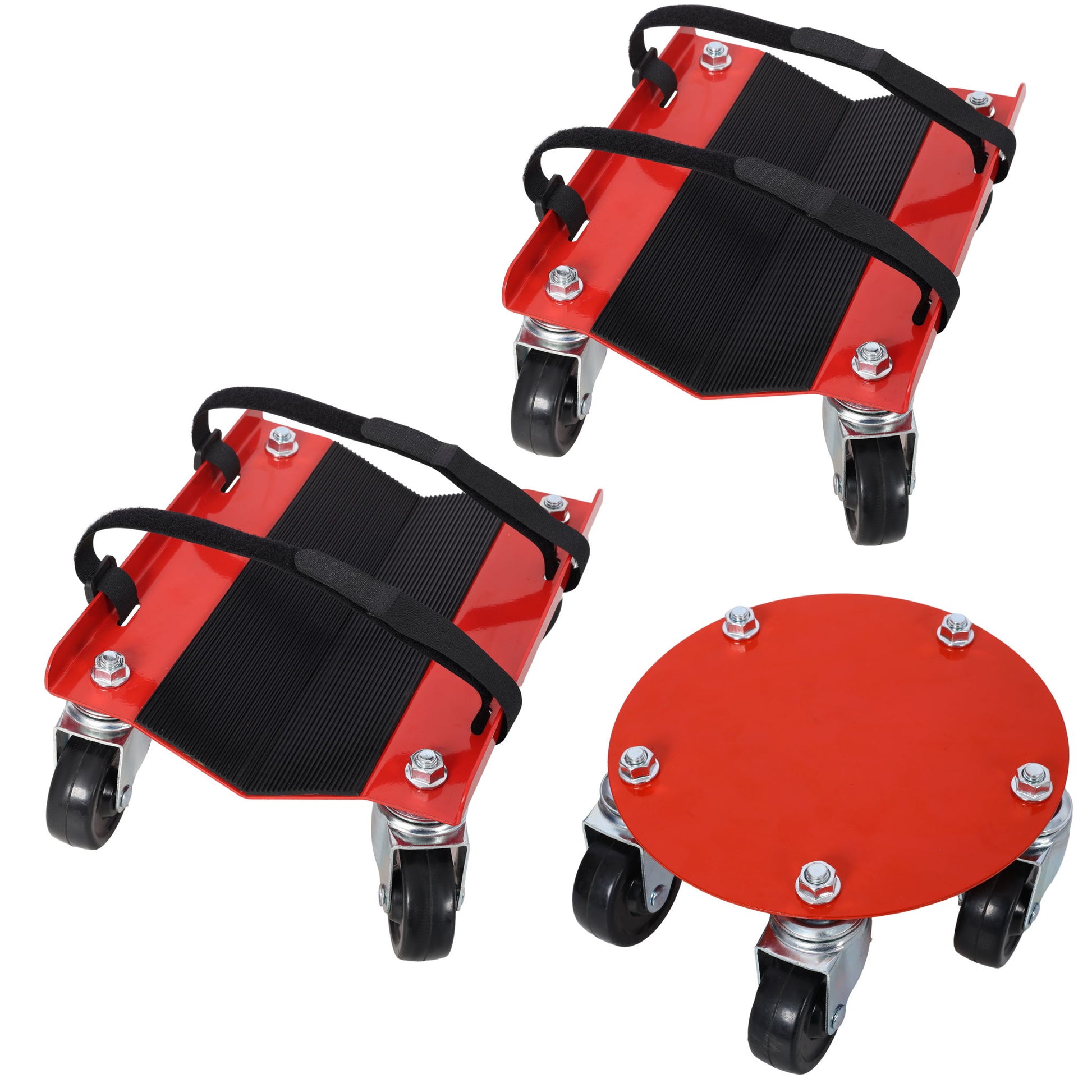 Heavy Duty Snowmobile Dolly V Slide With 2.5" Swivel Casters, Rubber Pad, 1500Lbs Capacity Steel - Red Daily Nest