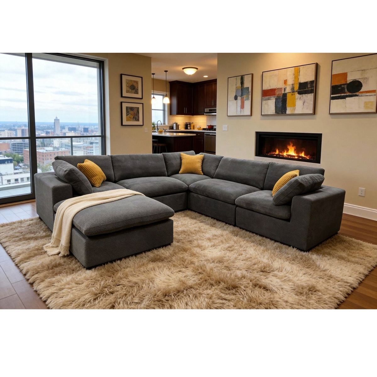 Custom Configuration Modular Sectional & Toss Pillows Home Essentials