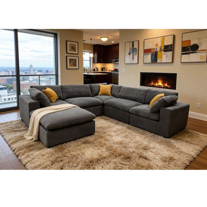 Custom Configuration Modular Sectional & Toss Pillows Home Essentials