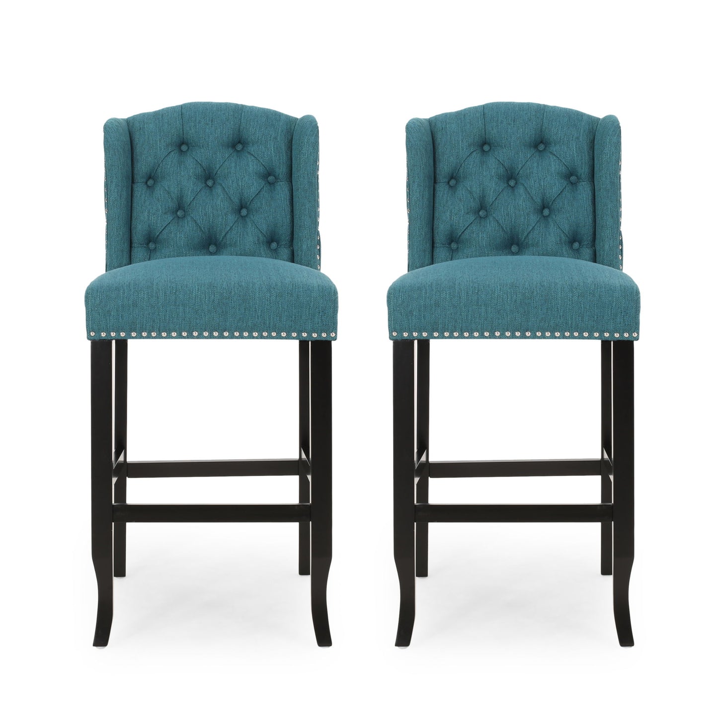 Vienna - Contemporary Fabric Tufted Wingback Counter Stools (Set of 2) Noble House