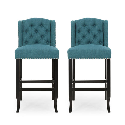Vienna - Contemporary Fabric Tufted Wingback Counter Stools (Set of 2) Noble House