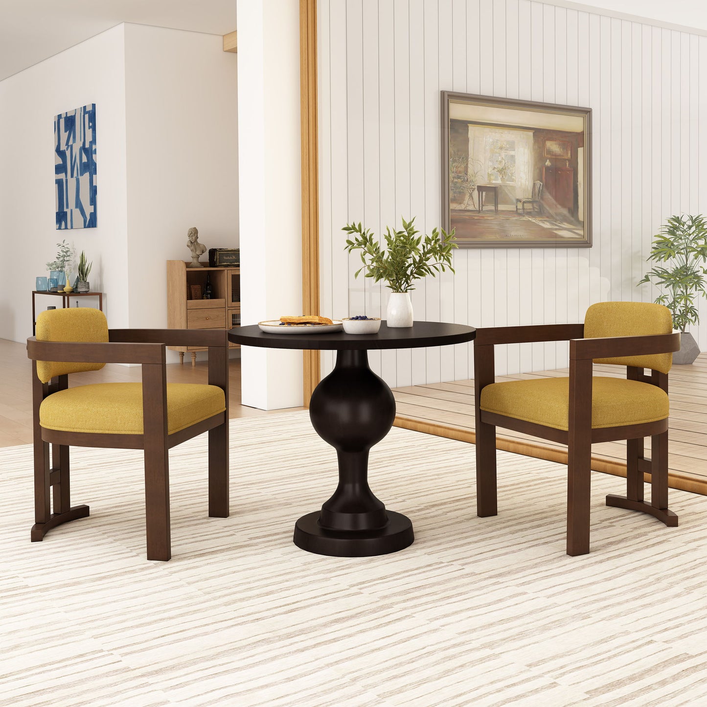 Stylish Indoor Upholstered Wood Dining Chair (Set of 2) Noble House