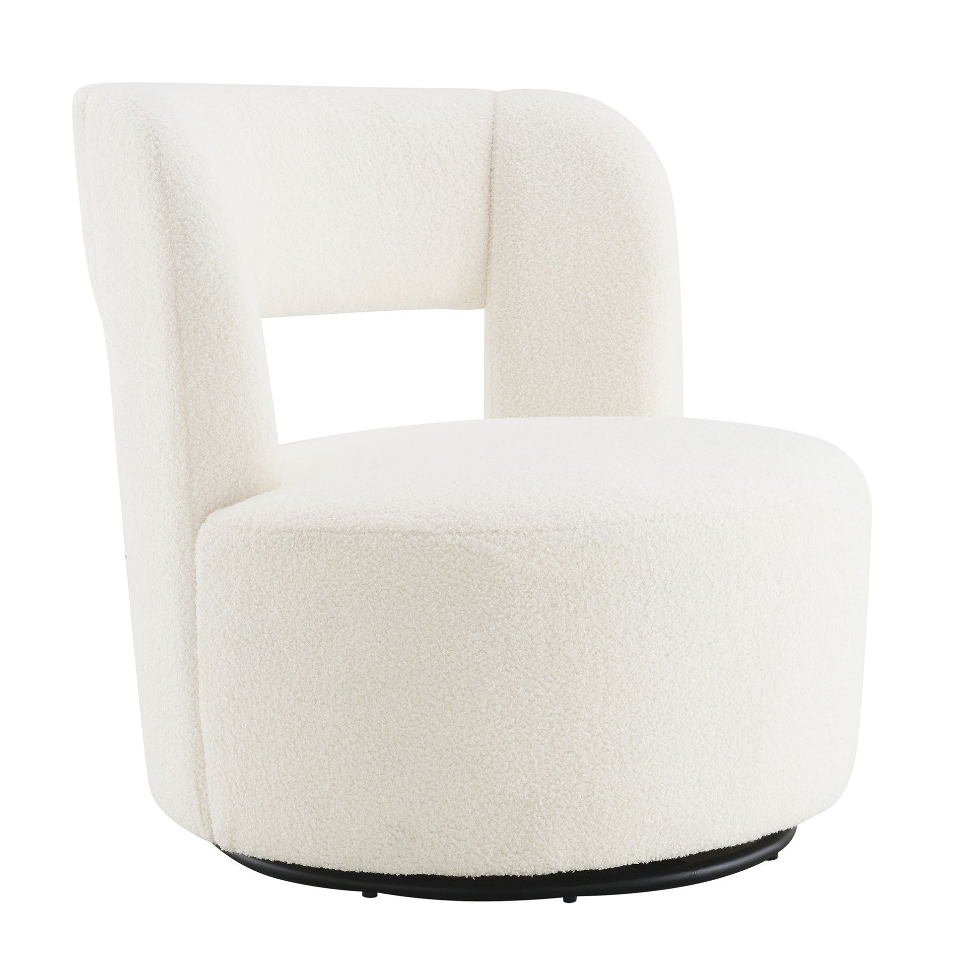 Swivel Comfy Round Barrel Chair With Soft Teddy Fabric For Living Room Home Essentials