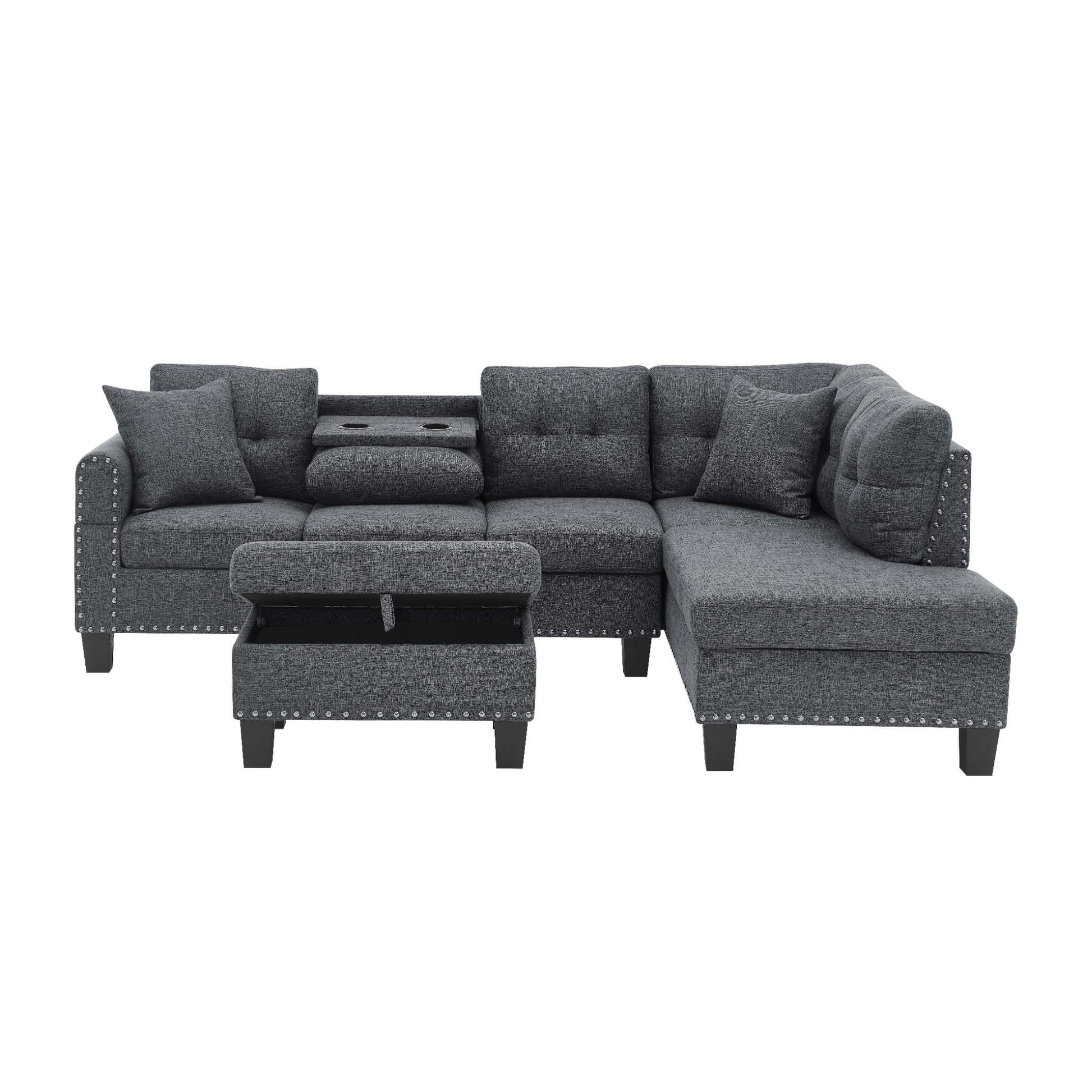 Camden - Power Sectional Sofa With Storage Ottoman And Built In Charging Ports - Gray The Soft House