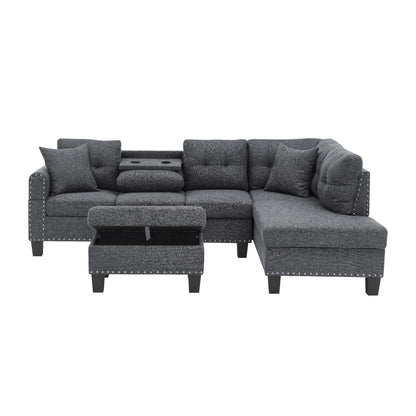 Camden - Power Sectional Sofa With Storage Ottoman And Built In Charging Ports - Gray The Soft House