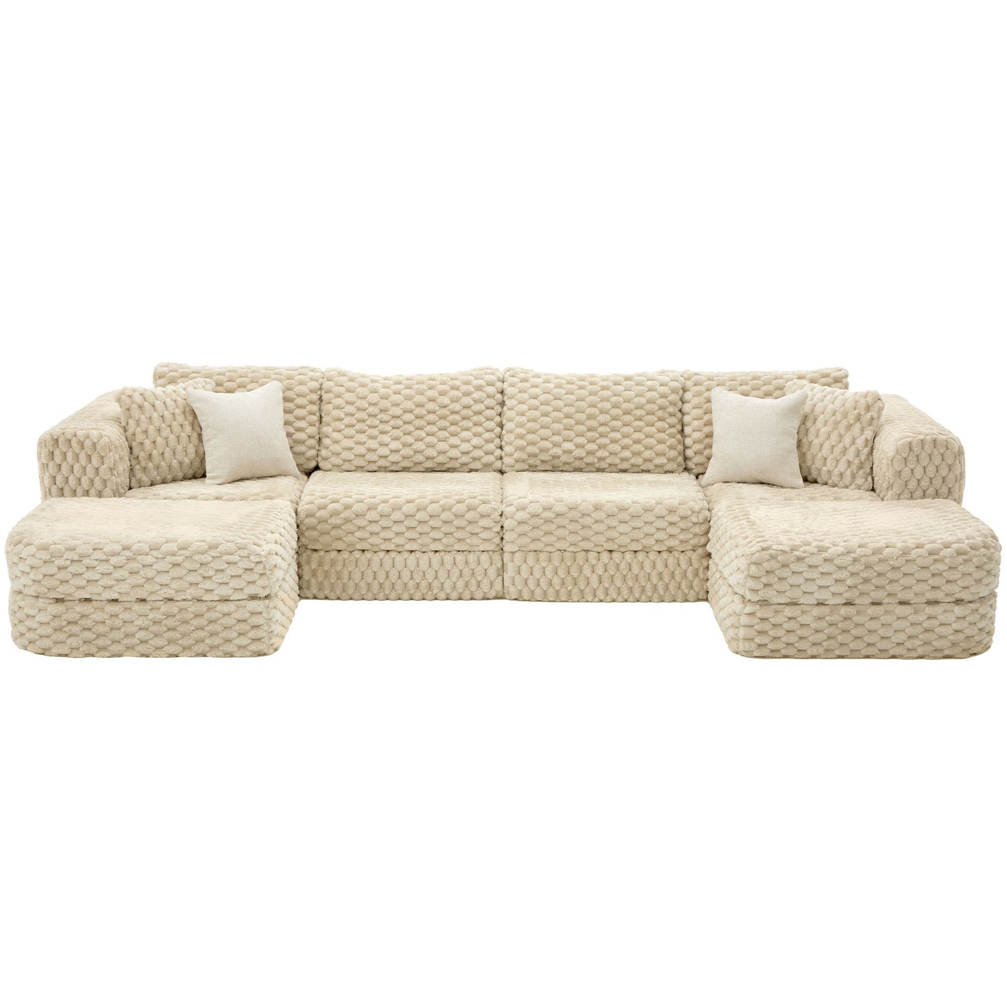 Modular Sectional Sofa, Boneless Couch With 2 Movable Ottomans Hearth and Haven