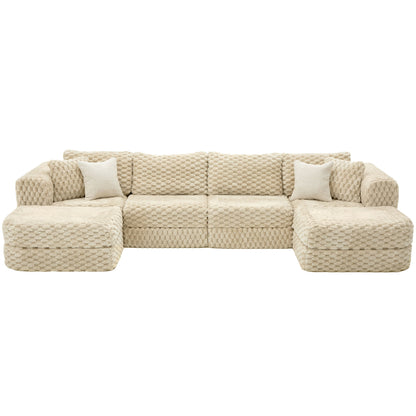 Modular Sectional Sofa, Boneless Couch With 2 Movable Ottomans Hearth and Haven