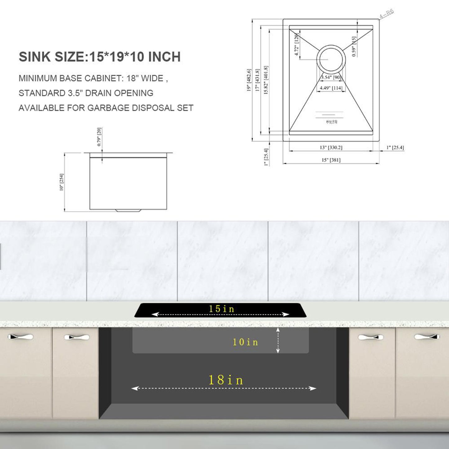 Laundry Workstation Undermount Utility Sink, Deep Single Bowl Daily Nest