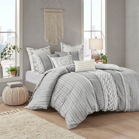 Imani - Printed Duvet Cover Set With - Gray