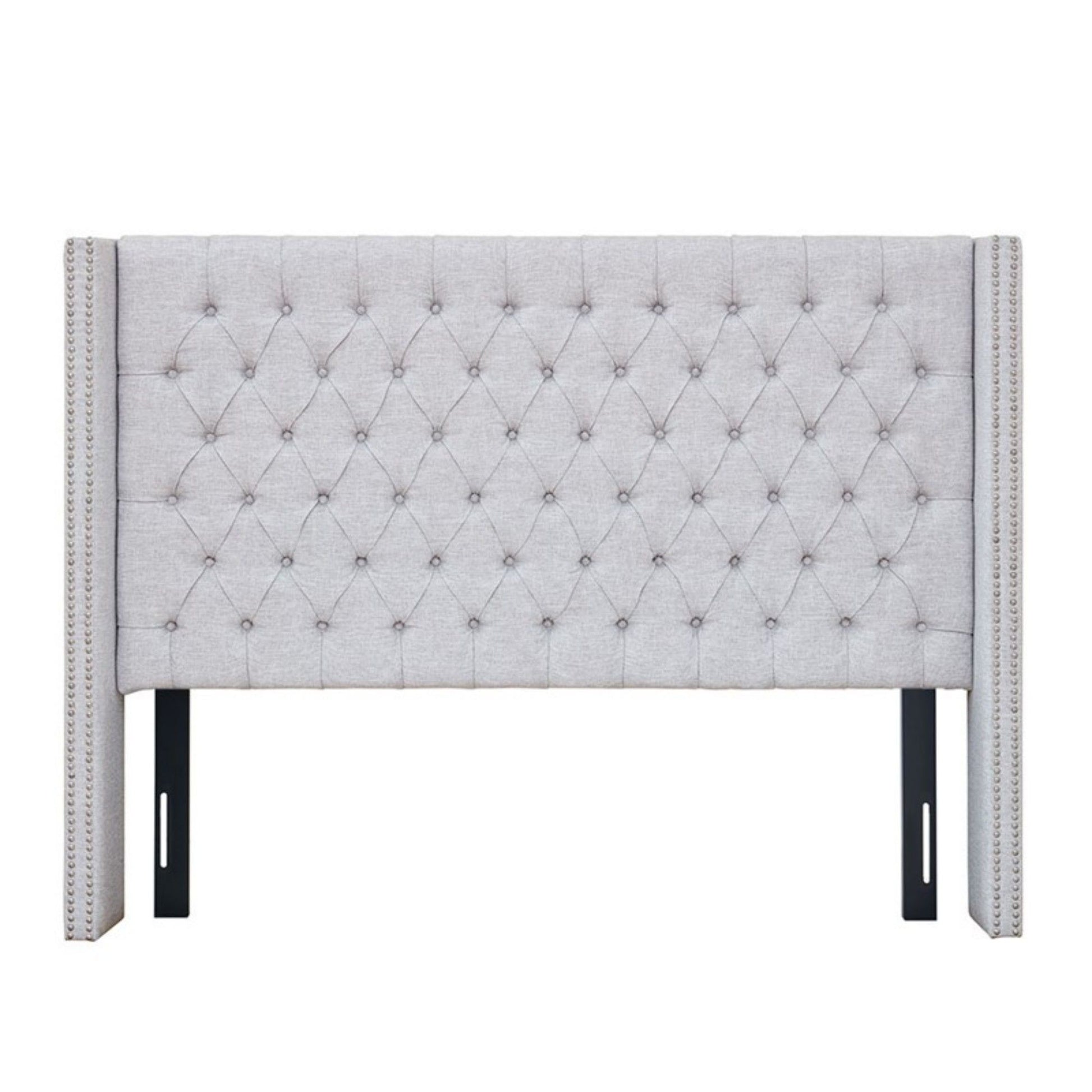 Transitional Upholstery Headboard With Tufted Buttons And Nailhead Trim JLA