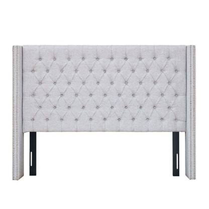 Transitional Upholstery Headboard With Tufted Buttons And Nailhead Trim JLA