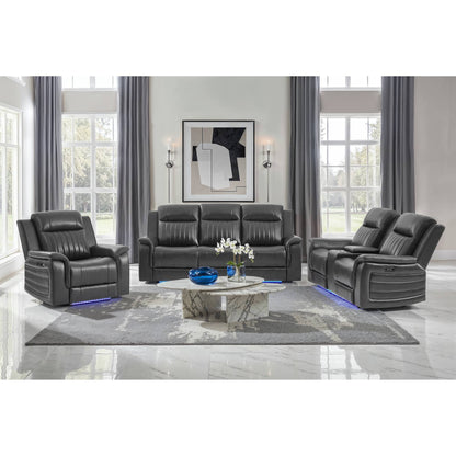 Ian - Power Recliner With Welt And LED Lighting - Charcoal Global Furniture USA