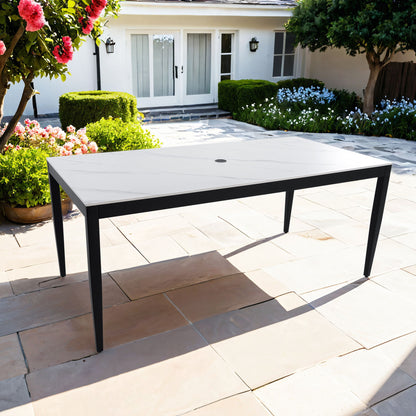 Outdoor Modern Patio Dining Table, Post Tapered Legs, Weatherproof & Rust Free Life Outside
