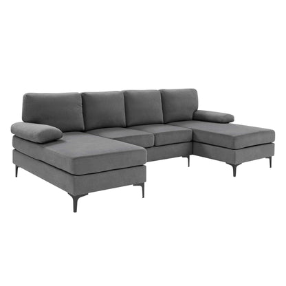 U - Shape Sectional With Legs, Pillow Top Arms - Dark Gray Home Essentials