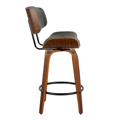 Lombardi - Mid-Century Modern Fixed Height Counter Stool With Swivel With Round Footrest (Set of 2) Lumi Source