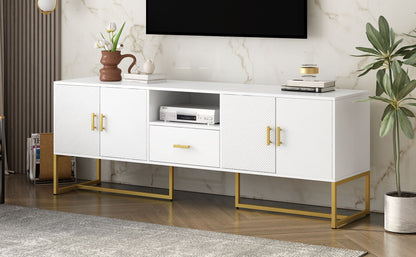 TV Cabinet With 1 Drawer, 2 Cabinets, Handles And Anti-Tip Device Hearth and Haven