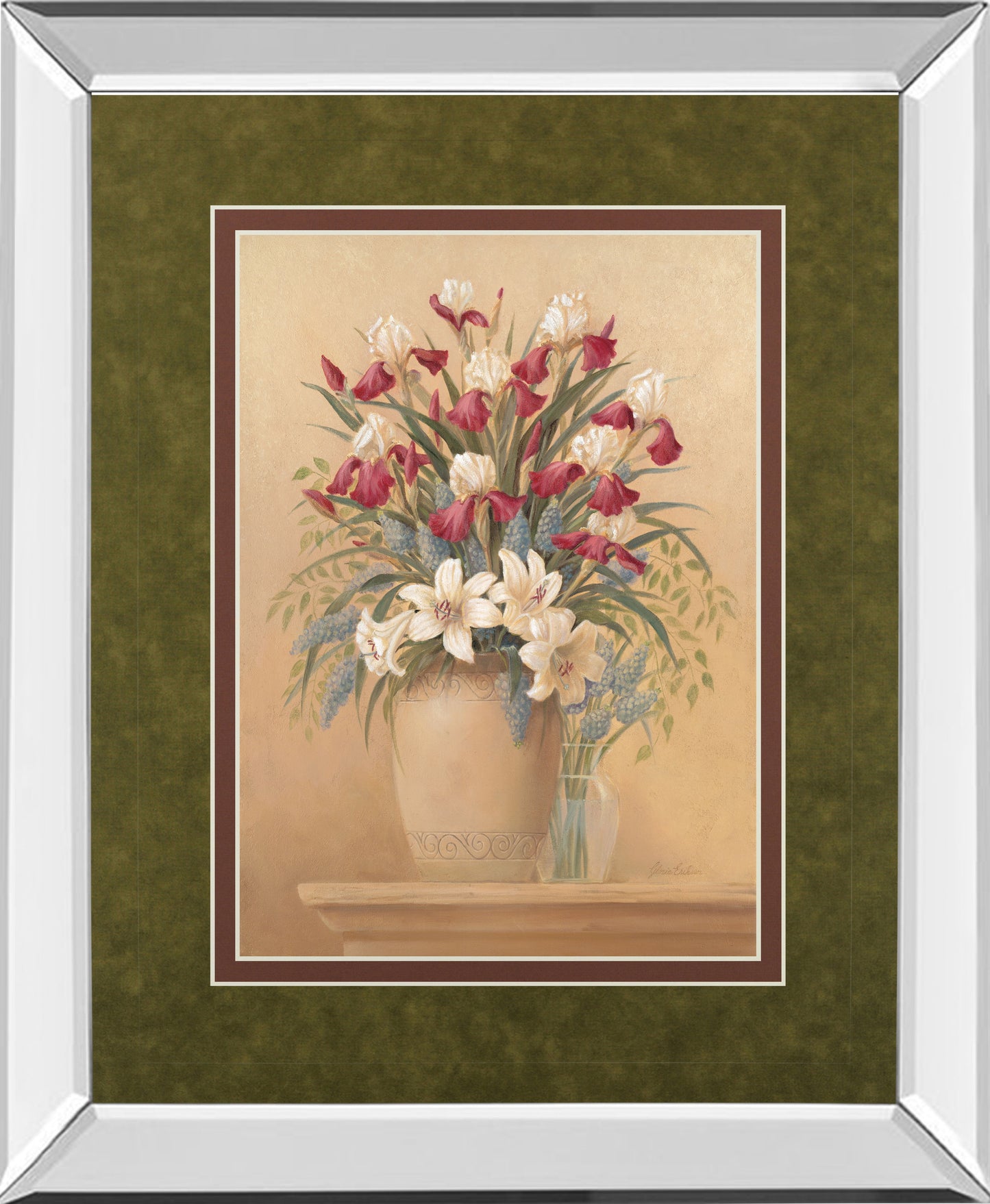 Classic Petal Il By Gloria Eriksen - Mirror Framed Print Wall Art - Red