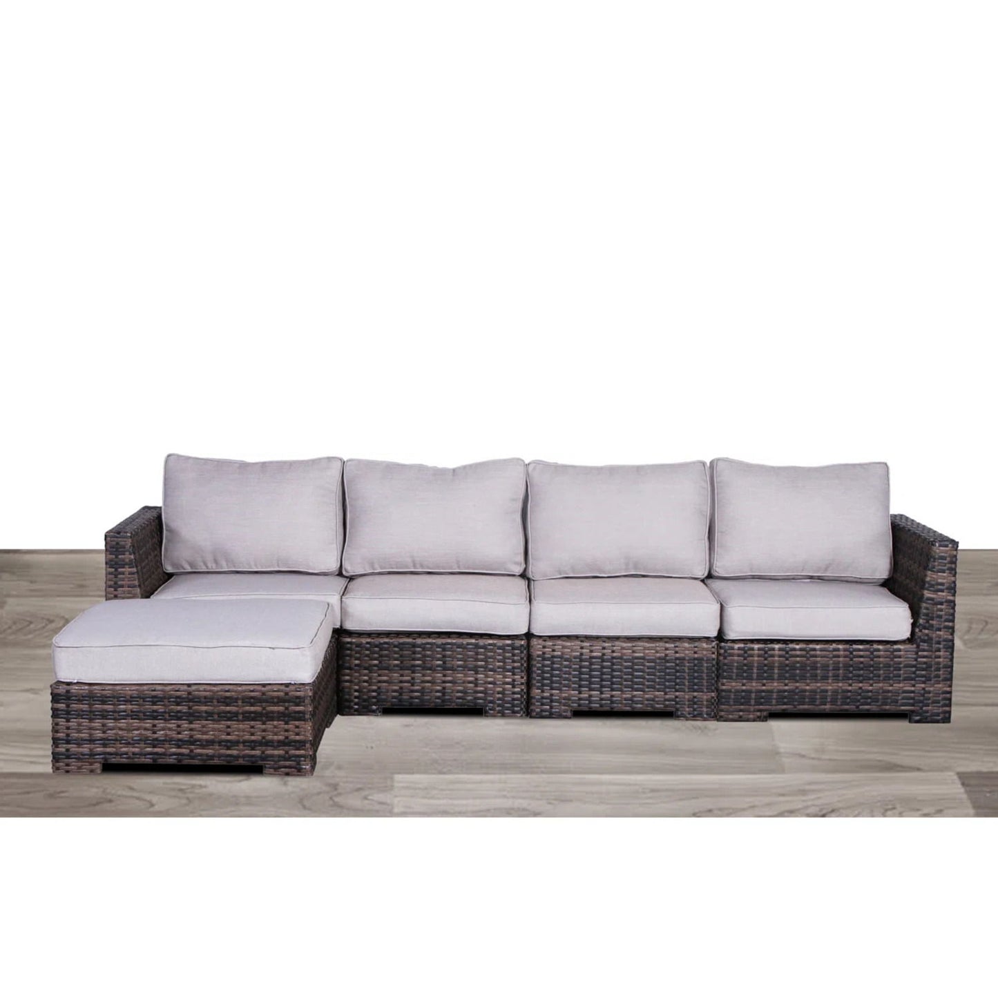 Wide Hand Patio Sectional With Cushions - Brown LSI Patio Furniture