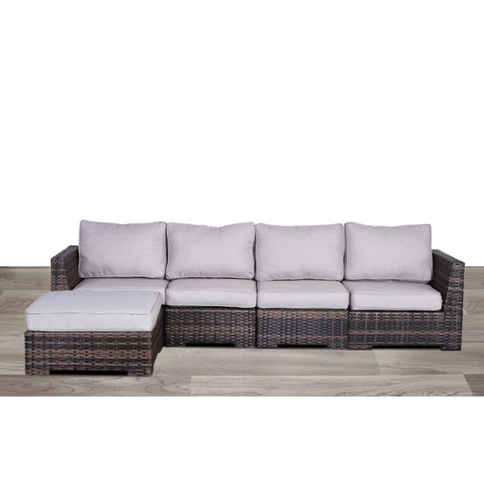 Wide Hand Patio Sectional With Cushions - Brown LSI Patio Furniture