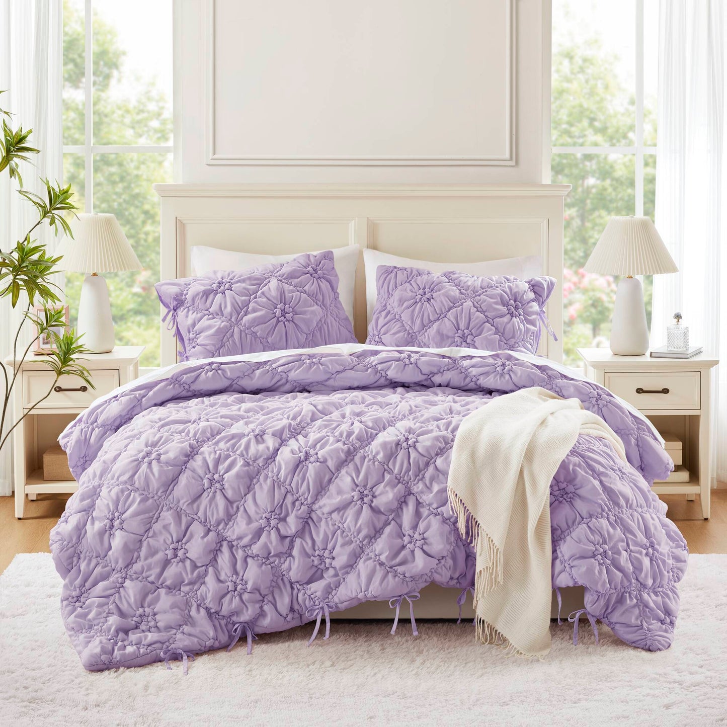 Lily - King 3 Piece Comforter Set - Purple Intelligent Design