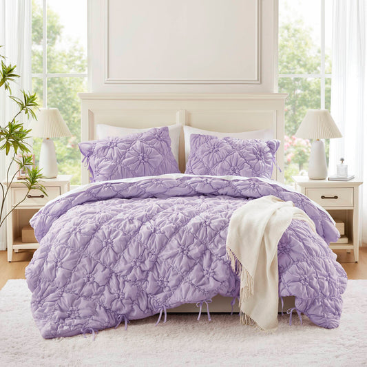 Lily - King 3 Piece Comforter Set - Purple Intelligent Design