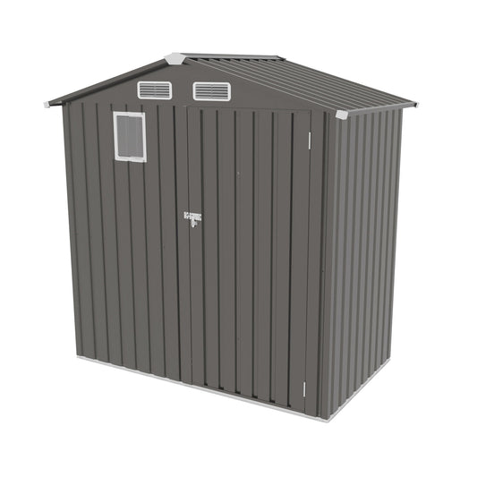 Compact Outdoor Storage Shed With Peaked Roof And Lockable Door - Gray Daily Nest